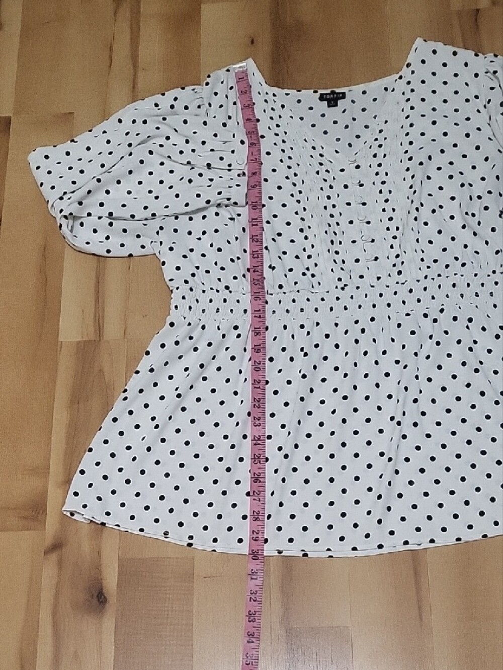 Torrid White Black Polka Dot Smocked Peplum Blouse Size 3 (3X) - Picture 16 of 16